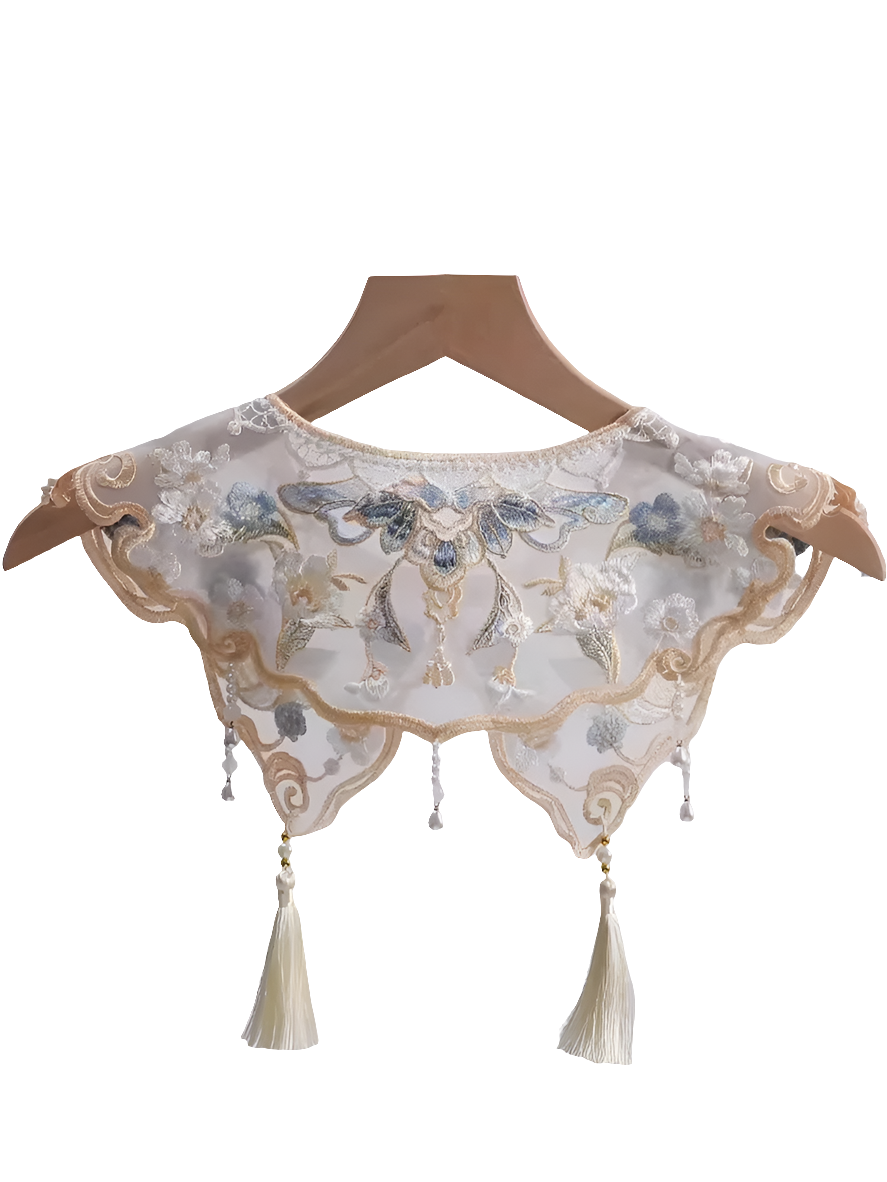 Embroidered tassel collar