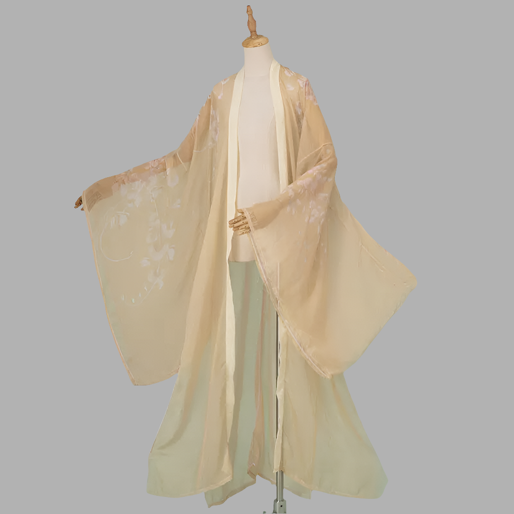 Printed big sleeve chiffon cloak