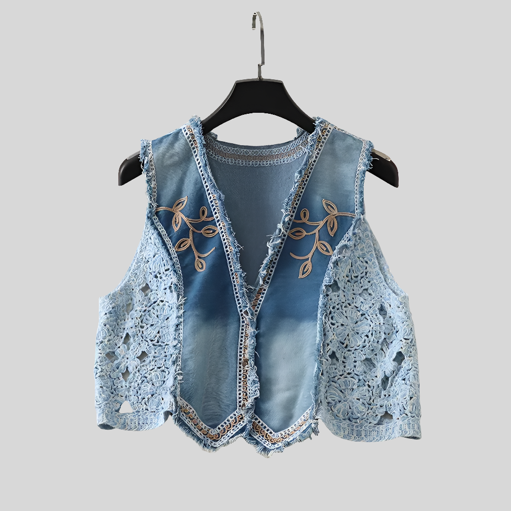 Embroidered cotton vest