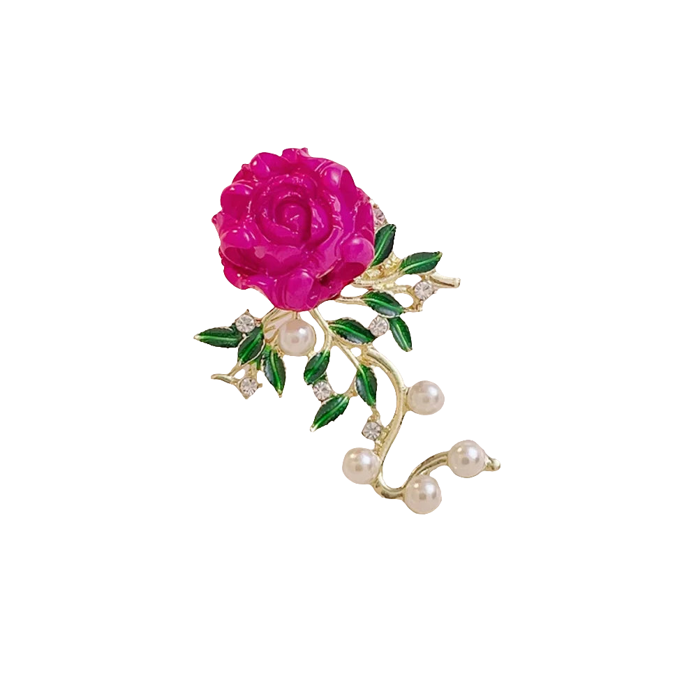 Rose-shaped zinc alloy brooch
