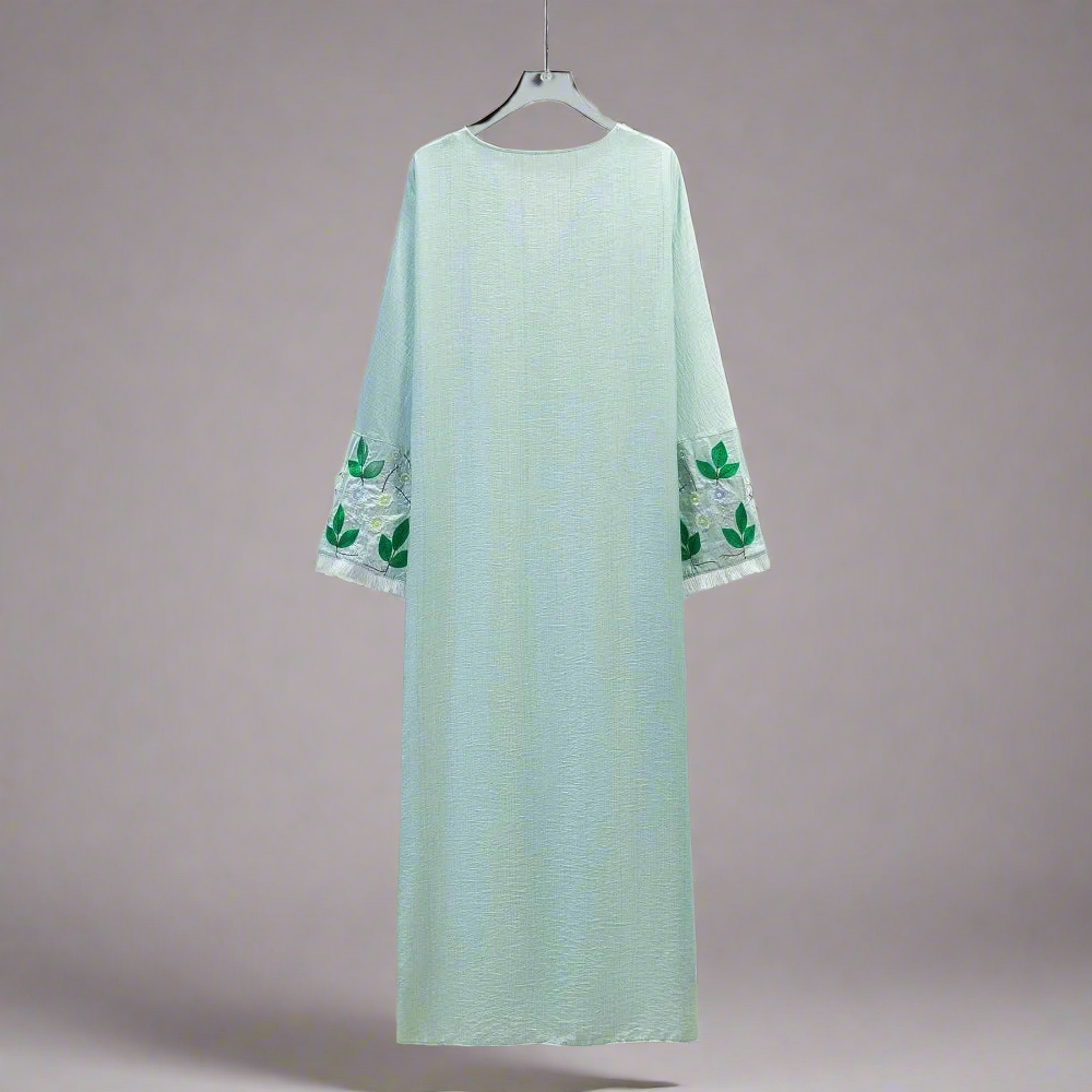 Embroidered open front abaya