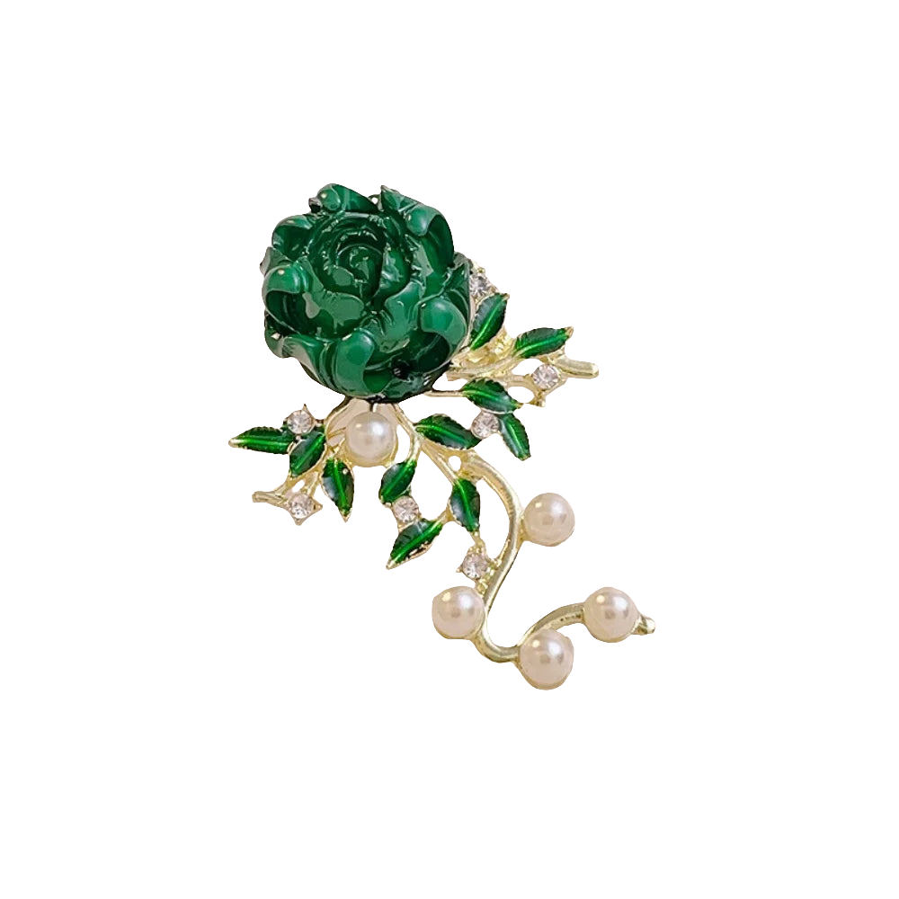 Rose-shaped zinc alloy brooch