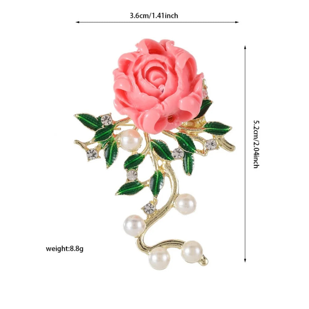 Rose-shaped zinc alloy brooch
