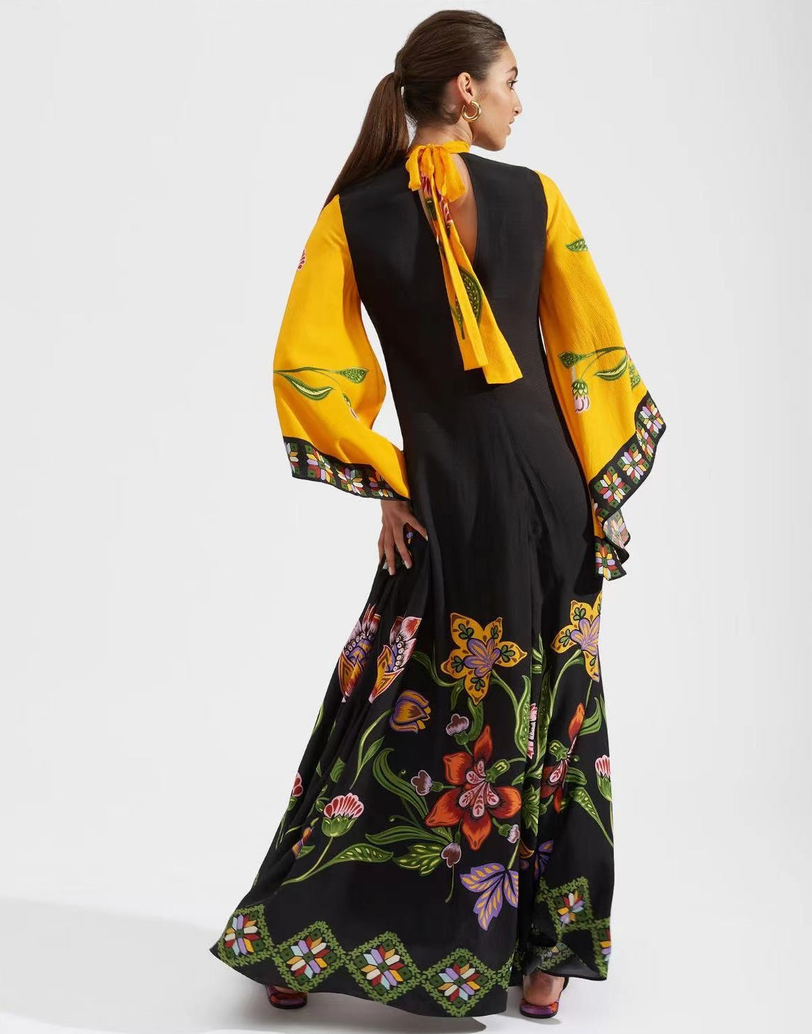 Vintage printed ankle-length dresses