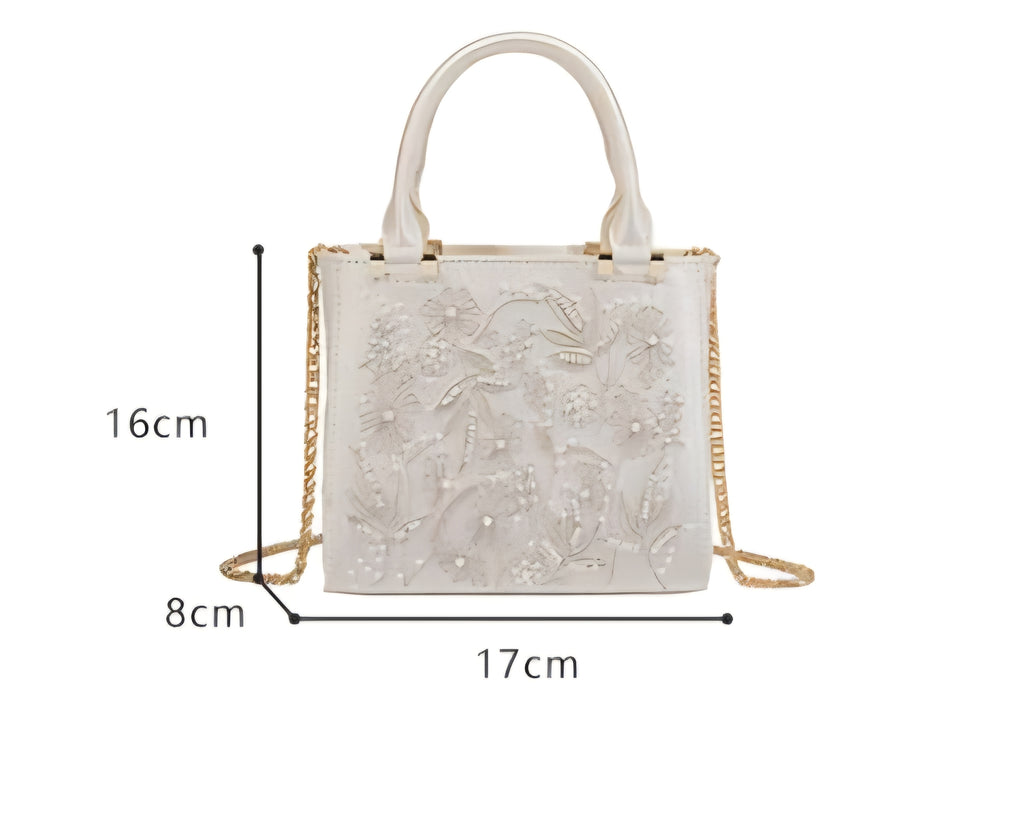 Embroidered soft microfiber shoulder bag