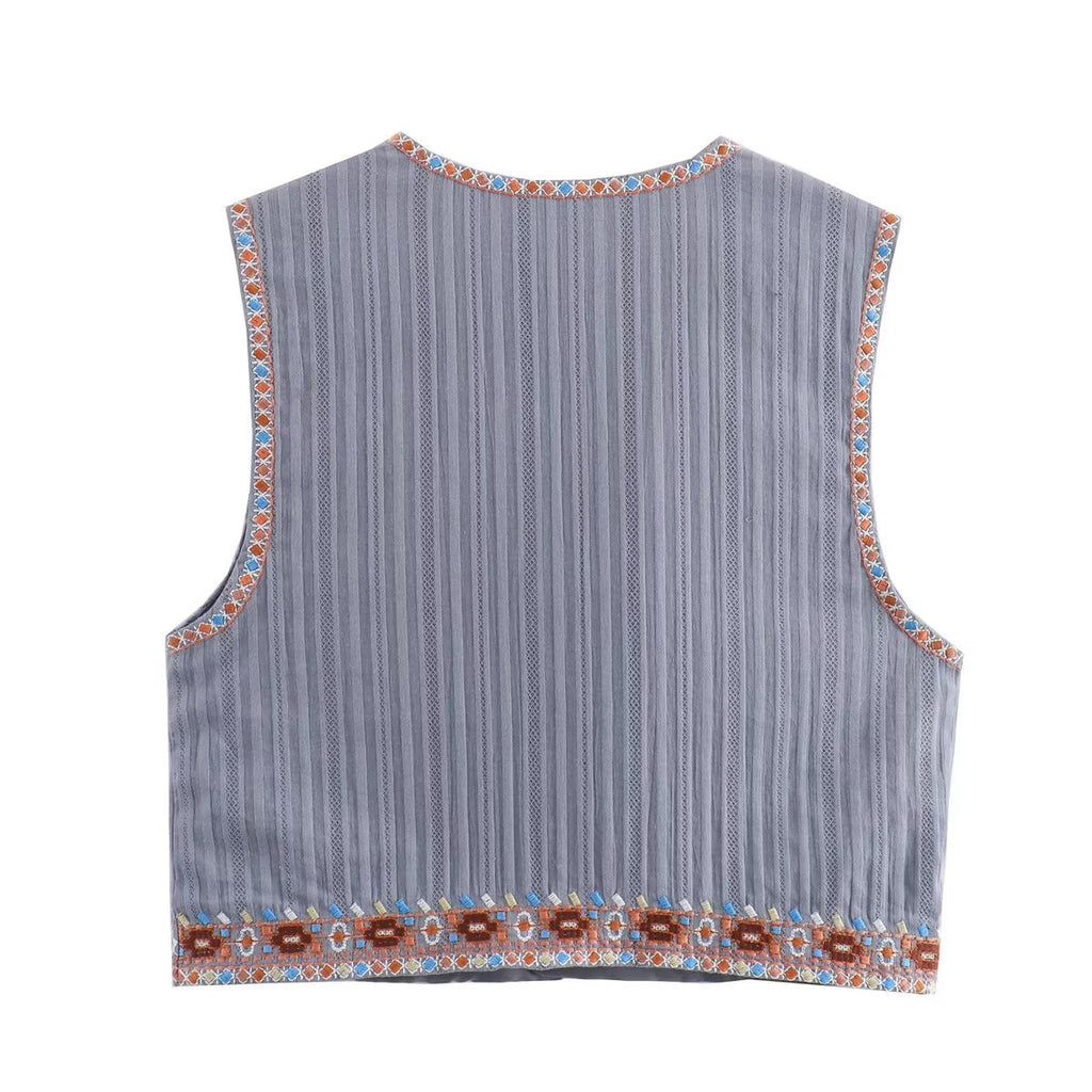 Vintage embroidered ethnic style vest
