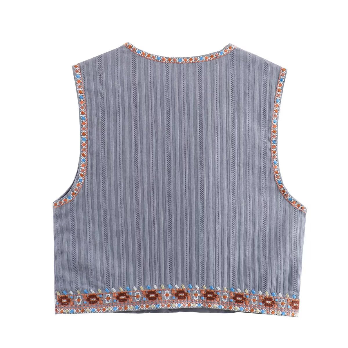 Vintage embroidered ethnic style vest