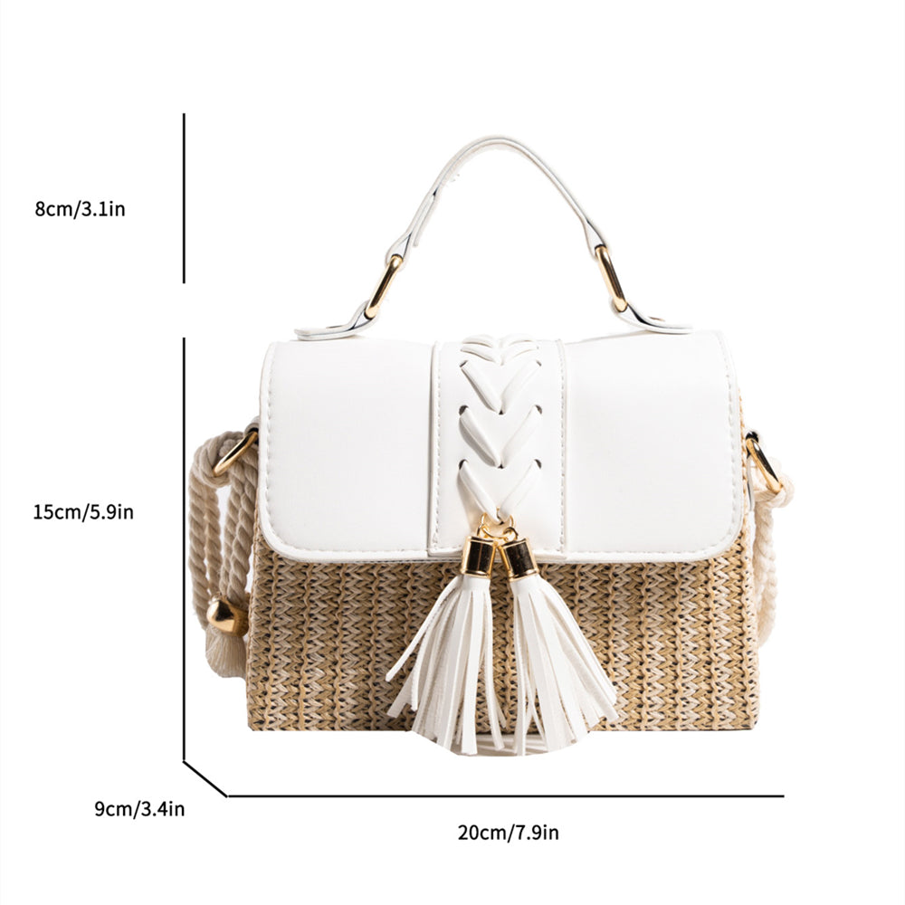 Woven straw crossbody bag